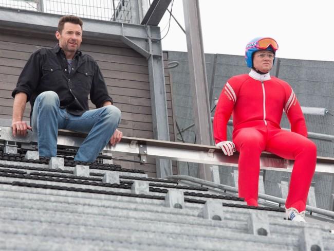 Hugh Jackman and Taron Egerton in Eddie the Eagle