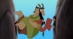 Pacha teaches Kuzco how to work as a team in The Emperor's New Groove.