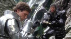 Lancelot kissing the tip of Arthur's sword. Hmmmm?