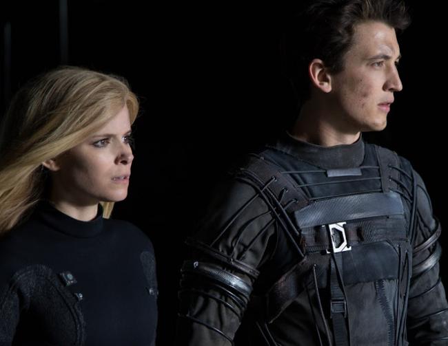 Kate Mara and Miles Teller in The Fantastic Four. Kate Mara and Miles Teller in The Fantastic Four.