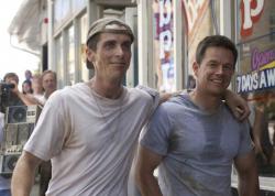 Christian Bale and Mark Wahlberg as real life brothers Dicky Eklund and Mickey Ward.