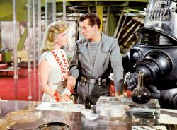 Anne Francis, Jack Kelly and Robbie in Forbidden Planet Anne Francis, Jack Kelly and Robbie in Forbidden Planet