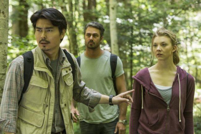 Yukiyoshi Ozawa, Taylor Kinney and Natalie Dormer in The Forest. Yukiyoshi Ozawa, Taylor Kinney and Natalie Dormer in The Forest.