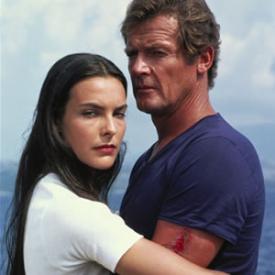 Carole Bouquet and Roger Moore in For Your Eyes Only.