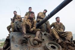 Shia LaBeouf, Logan Lerman, Brad Pitt, Michael Pena and Jon Bernthal in Fury. Shia LaBeouf, Logan Lerman, Brad Pitt, Michael Pena and Jon Bernthal in Fury.