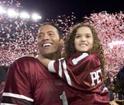 Dwayne Johnson and Madison Pettis in Game Plan.