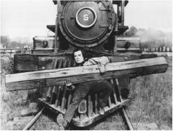 Buster Keaton in The General. Buster Keaton in The General.