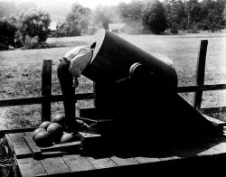 Buster Keaton in The General. Buster Keaton in The General.