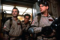 Bill Murray, Harold Ramis and Dan Aykroyd in Ghostbusters.