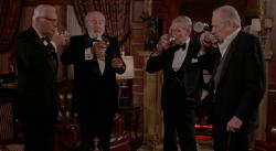 Douglas Fairbanks Jr., John Houseman, Fred Astaire and  Melvyn Douglas share a toast in Ghost Story.