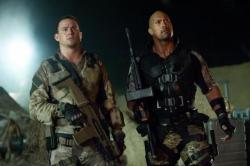 Channing Tatum and Dwayne Johnson in G.I. Joe: Retaliation. Channing Tatum and Dwayne Johnson in G.I. Joe: Retaliation.