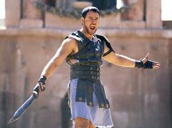 Russell Crowe as Maximus in Gladiator. Russell Crowe as Maximus in Gladiator.