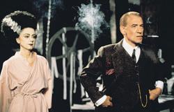 Rosalind Ayres plays  Elsa Lanchester as Frankenstein's bride with Ian McKellen as James Whale in Gods and Monsters.