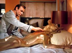 Sean Connery and Shirley Eaton in Goldfinger. Sean Connery and Shirley Eaton in Goldfinger.