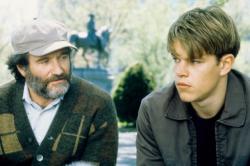 Robin Williams and Matt Damon in Good Will Hunting.