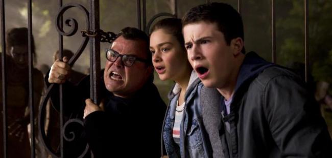 Jack Black, Odeya Rush and Dylan Minnette in Goosebumps