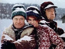 Ann-Margret comes between Jack Lemmon and Walter Matthau in Grumpy Old Men.