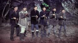 Anthony Quayle, Anthony Quinn, Gregory Peck, David Niven, Stanley Baker, and James Darren in The Guns of Navarone. Anthony Quayle, Anthony Quinn, Gregory Peck, David Niven, Stanley Baker, and James Darren in The Guns of Navarone.