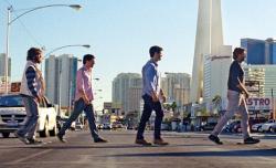 Zach Galifianakis, Ed Helms, Justin Bartha and Bradley Cooper in The Hangover III.