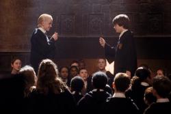 Tom Felton and Daniel Radcliffe in Harry Potter and the Chamber of Secrets.