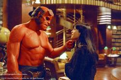 Ron Perlman and Selma Blair in Hellboy.