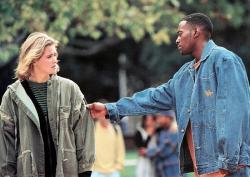 Kristy Swanson and Omar Epps in Higher Learning.