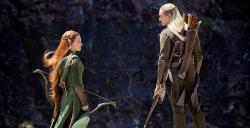 Evangeline Lilly and Orlando Bloom in The Hobbit: The Desolation of Smaug