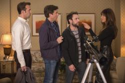 Jason Sudeikis, Jason Bateman, Charlie Day and Jennifer Aniston in Horrible Bosses 2.