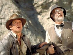 Harrison Ford and Sean Connery in Indiana Jones and the Last Crusade. Harrison Ford and Sean Connery in Indiana Jones and the Last Crusade.