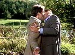 Lip locked Kevin Kline and Tom Selleck. Lip locked Kevin Kline and Tom Selleck.