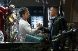 Robert Downey Jr. and Terrence Howard in Iron Man.