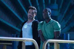 Robert Downey Jr. and Don Cheadle in Iron Man 3.