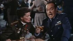 Katharine Hepburn and Bob Hope in The Iron Petticoat. Katharine Hepburn and Bob Hope in The Iron Petticoat.