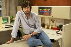 Ashton Kutcher as Steve Jobs in Jobs. Ashton Kutcher as Steve Jobs in Jobs.