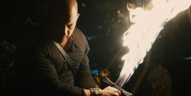 Vin Diesel brandishing his flaming sword in The Last Witch Hunter Vin Diesel brandishing his flaming sword in The Last Witch Hunter