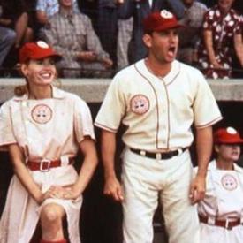 Geena Davis and Tom Hanks in A League of Their Own Geena Davis and Tom Hanks in A League of Their Own