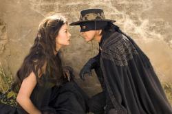Catherine Zeta-Jones and Antonio Banderas in The Legend of Zorro. Catherine Zeta-Jones and Antonio Banderas in The Legend of Zorro.