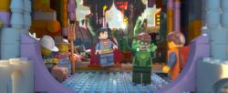 Superman and Green Lantern greet Emmet in The Lego Movie