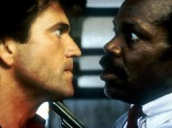Mel Gibson and Danny Glover in Lethal Weapon. Mel Gibson and Danny Glover in Lethal Weapon.