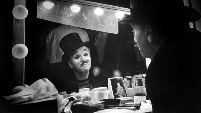 Charles Chaplin looking into a mirror, and into his past, while making Limelight.