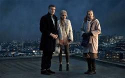 Pierce Brosnan, Imogen Poots, and Toni Collette in A Long Way Down. Pierce Brosnan, Imogen Poots, and Toni Collette in A Long Way Down.