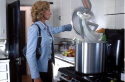 Jenna Elfman and Bugs Bunny in Looney Tunes: Back in Action.