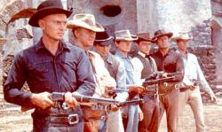 Yul Brynner, Steve McQueen, Horst Buchholz, Charles Bronson, Robert Vaughn, Brad Dexter  and James Coburn in The Magnificent Seven