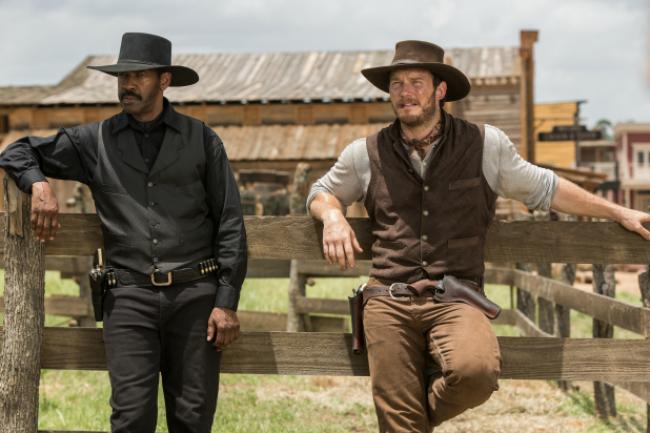 Denzel Washington and Chris Pratt in The Magnificent Seven