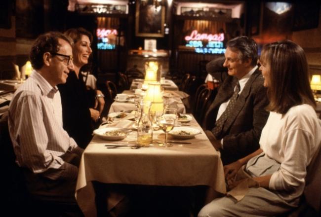 Woody Allen, Anjelica Huston, Alan Alda and Diane Keaton in Manhattan Murder Mystery. Woody Allen, Anjelica Huston, Alan Alda and Diane Keaton in Manhattan Murder Mystery.