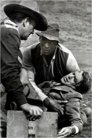John Wayne, Woody Strode and Jimmy Stewart in The Man Who Shot Liberty Valance. John Wayne, Woody Strode and Jimmy Stewart in The Man Who Shot Liberty Valance.