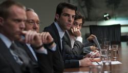 Paul Bettany, Kevin Spacey, Zachary Quinto and Penn Badgley in Margin Call.