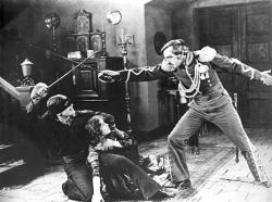 Douglas Fairbanks and Robert McKim in The Mark of Zorro. Douglas Fairbanks and Robert McKim in The Mark of Zorro.
