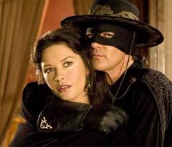 Catherine Zeta-Jones and Antonio Banderas in The Mask of Zorro. Catherine Zeta-Jones and Antonio Banderas in The Mask of Zorro.