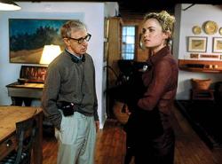 Woody Allen directs Radha Mitchell in Melinda and Melinda.